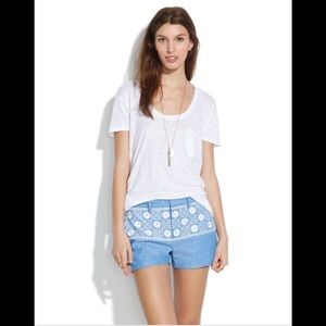 Madewell Chambray Sunstitch Embroidered shorts 2